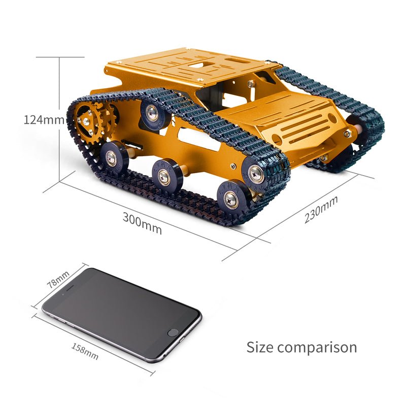 Get started in robotics with our versatile Aluminium Tank robot base platform