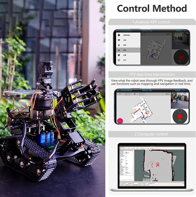 Jetson NANO AI robot tank car with arm