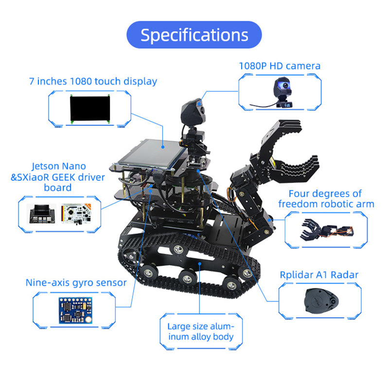 Jetson NANO AI robot tank car with arm