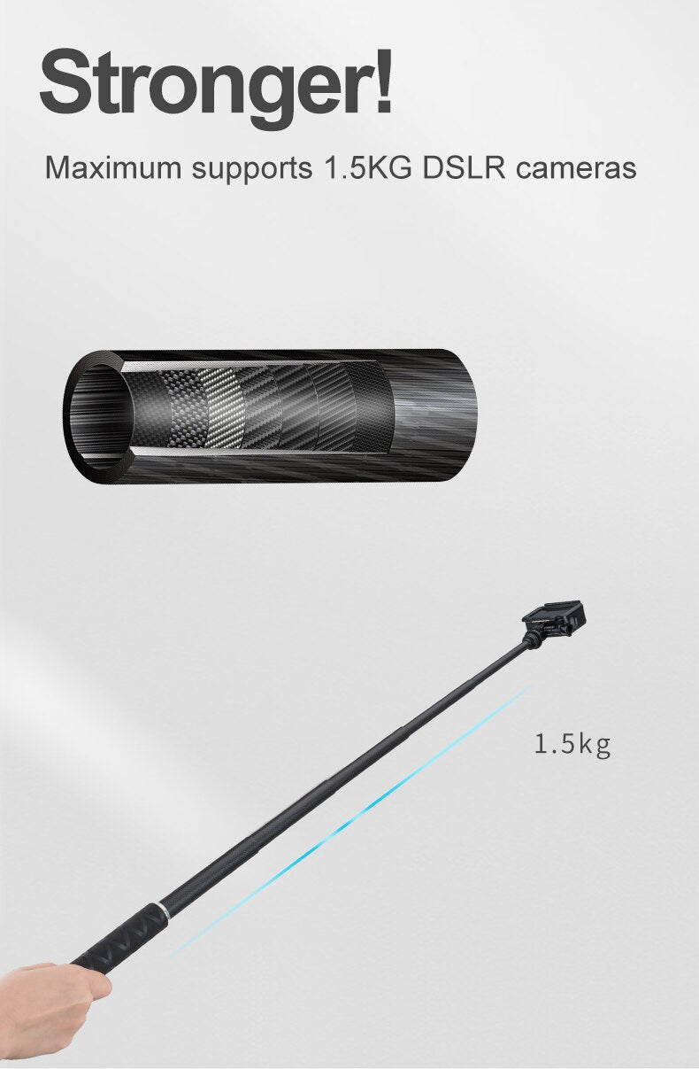 TELESIN 35inch Carbon Fiber Lightest Selfie Stick + Aluminium Alloy Tripod For GoPro Hero 5 6 7 8 9 For Osmo Action Accessories