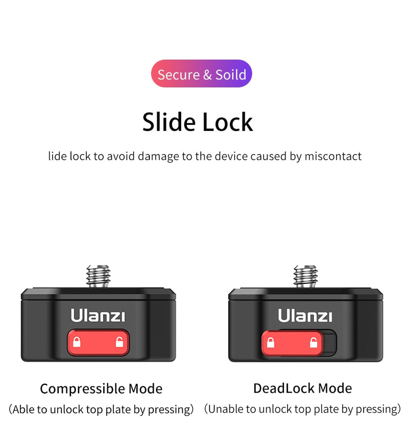 Ulanzi Claw Quick Release Plate Clamp Quick Instal System DSLR Gopro Action Camera Shoulder Strap Belt Clamp Quick Switch Kit