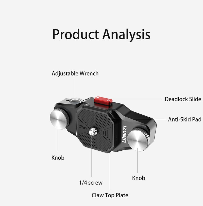 Ulanzi Claw Quick Release Plate Clamp Quick Instal System DSLR Gopro Action Camera Shoulder Strap Belt Clamp Quick Switch Kit